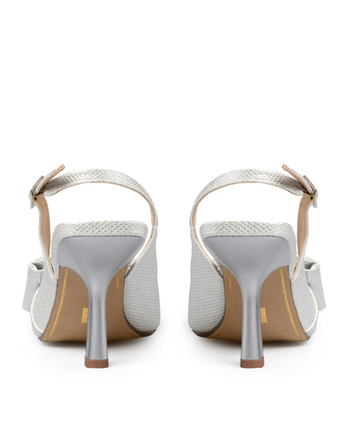 Zapatilla Plata Grabada Slingback Moño 344702
